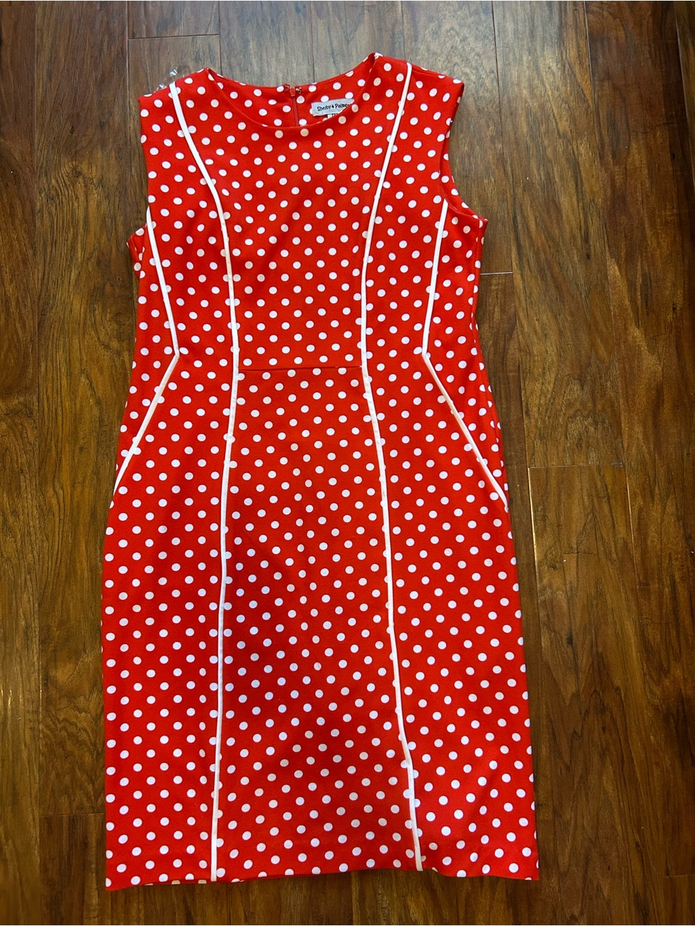 Red  and White Polka Dot Midi Dress 70s Inspired Retro Costume Modest Summer - Picture 2 of 9